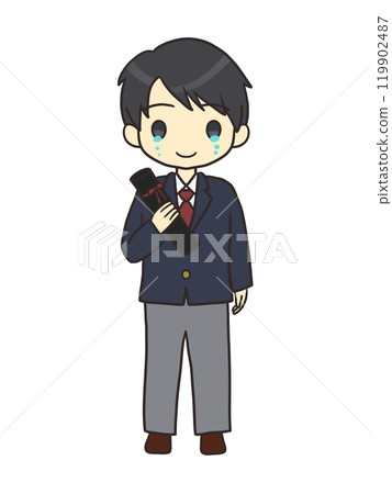 穿著西裝外套的男孩畢業了(淚水) 穿著西裝外套的男孩畢業了(淚水) 119902487