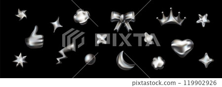 Metallic 3D stars and galaxies with a futuristic feel. 119902926