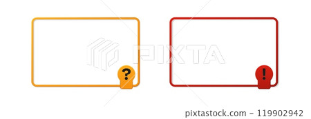 Yellow and red frame with exclamation and question marks. Yellow and red frame with exclamation and question marks. 119902942