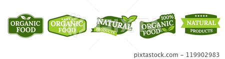 Eco label for wellness, freshness, and quality branding. 119902983