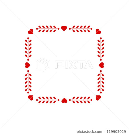 Elegant red frame with heart shapes for romantic cards. 119903029