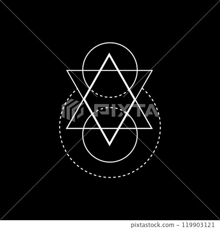 Triangle with sacred symbols and esoteric elements. Triangle with sacred symbols and esoteric elements. 119903121