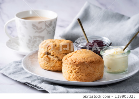 奶油茶烤餅下午茶奶茶大理石背景3 119903325