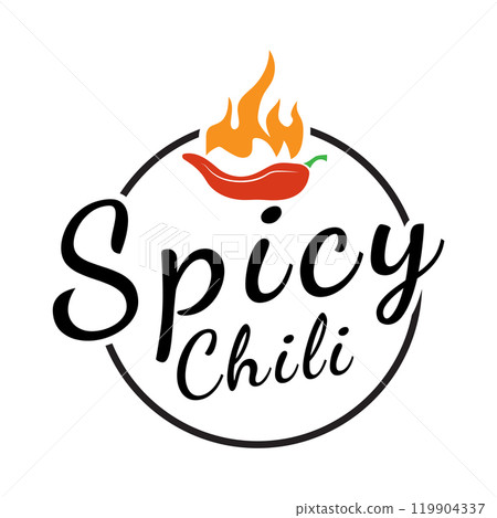 Hot Chili Pepper Vector Logo with Fire Spicy Food Design for Sauce and Seasoning Brand Illustration Design 119904337