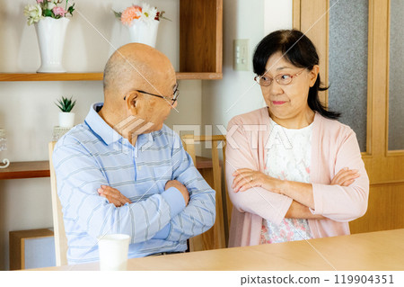 Senior couple arguing in the living room Senior couple arguing in the living room 119904351
