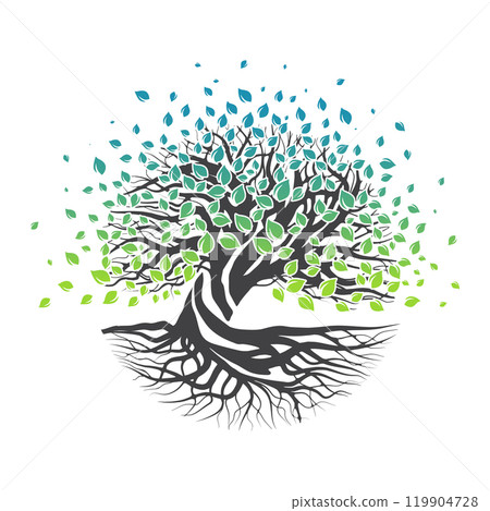 Abstract tree with leaves and roots Abstract tree with leaves and roots 119904728