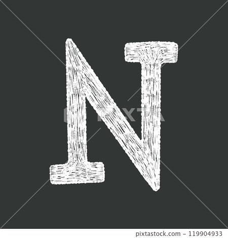 Playful hand drawn chalk textured letter N Playful hand drawn chalk textured letter N 119904933