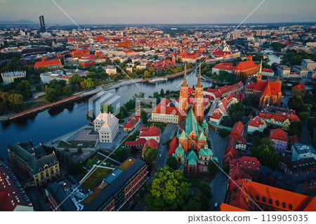 Wroclaw cityscape with Odra river and cathedral of st. John the Baptist Wroclaw cityscape with Odra river and cathedral of st. John the Baptist 119905035