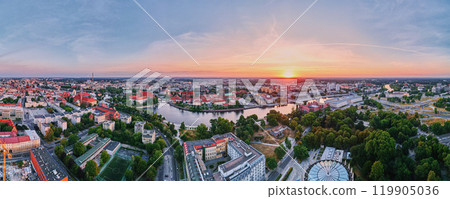 Wroclaw cityscape with Odra river and cathedral of st. John the Baptist 119905036