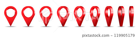 3D red location pins - vector illustration 119905179