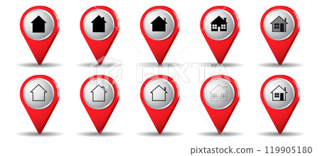 Location pins with house icon - vector illustration Location pins with house icon - vector illustration 119905180