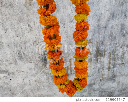Flower garlands made of Marigold flowers 119905347