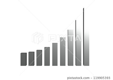 Gray Metallic Growing Success Business Bar Graph over Transparent Background 119905393