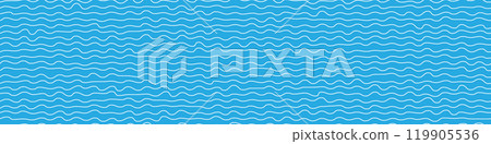 Squiggly white lines on blue bg as a seamless pattern imitated sea. 119905536