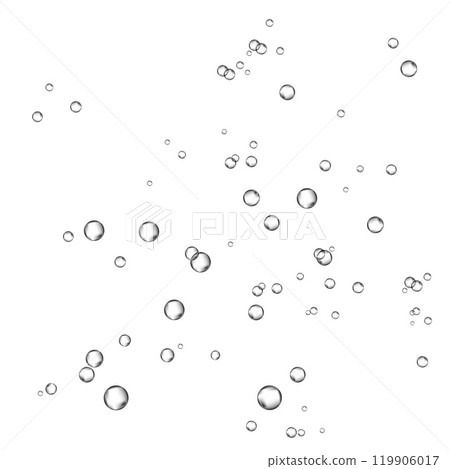 Oxygen air bubbles flow in water on white background. Oxygen air bubbles flow in water on white background. 119906017