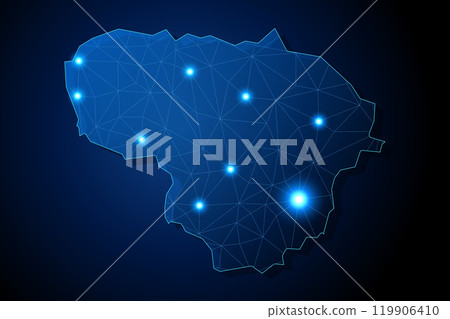 Lithuania - country shape with lines connecting major cities 119906410