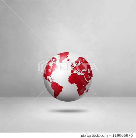World globe, red earth map, isolated on white. Square background World globe, red earth map, isolated on white. Square background 119906970