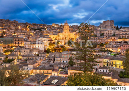 Modica, Sicily, Italy with the Cathedral of San Giorgio Modica, Sicily, Italy with the Cathedral of San Giorgio 119907150
