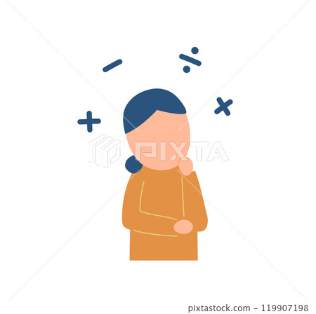 Illustration of a woman doing calculations 119907198