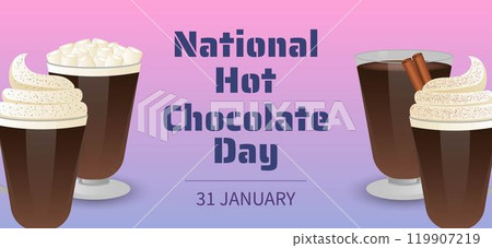 National Hot Chocolate Day. Poster, banner, flyer, playbill. National Hot Chocolate Day. Poster, banner, flyer, playbill. 119907219