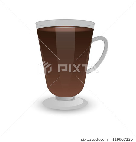 Glass transparent glass of hot chocolate isolated on transparent background. 119907220