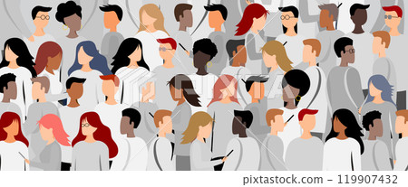 Man and woman silhouettes with different appearance - diversity concept - vector illustration 119907432