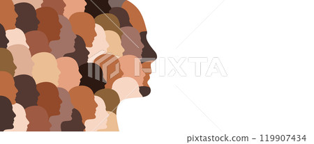 Head shapes in various skin colors - diversity concept - vector illustration 119907434