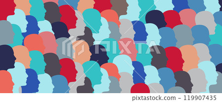 Colorful geometrical head shapes - diversity concept - vector illustration 119907435