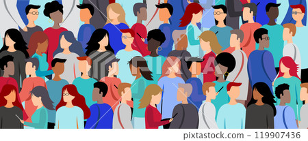 Man and woman silhouettes with different appearance - diversity concept - vector illustration Man and woman silhouettes with different appearance - diversity concept - vector illustration 119907436
