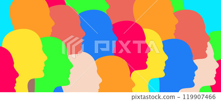 Colorful geometrical head shapes - diversity concept - vector illustration Colorful geometrical head shapes - diversity concept - vector illustration 119907466