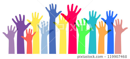 Colorful human hands - diversity concept - vector illustration Colorful human hands - diversity concept - vector illustration 119907468