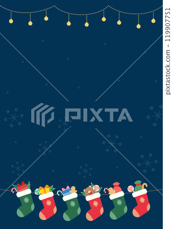 Christmas stocking with presents background material 11 119907751