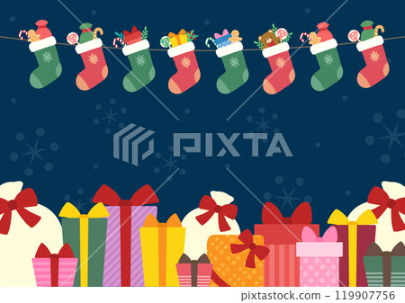 Background material 05 of socks containing Christmas presents Background material 05 of socks containing Christmas presents 119907756