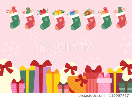 Background material 06 of socks containing Christmas presents Background material 06 of socks containing Christmas presents 119907757