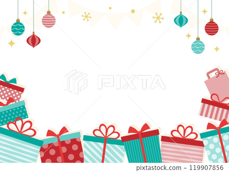 Cute frame illustration 02 of Christmas presents and ornaments 119907856