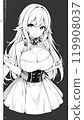 Monochrome illustration of a girl wearing a sailor suit 119908037