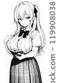 Monochrome illustration of a girl in a sailor suit 119908038