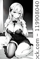 Woman in black bikini swimsuit 119908040