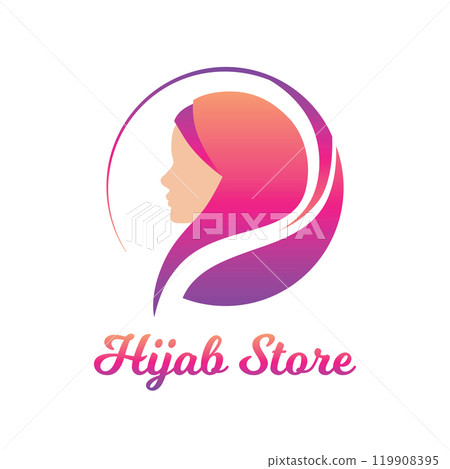 Muslim woman wearing hijab. Fashion logo design vector symbol. Muslim woman wearing hijab. Fashion logo design vector symbol. 119908395