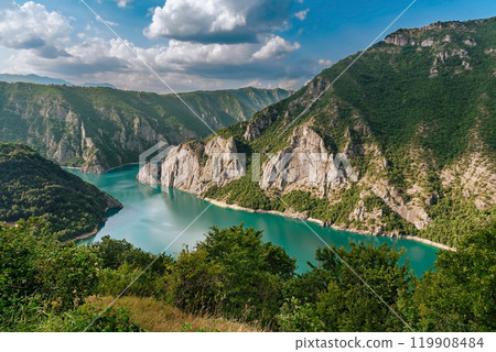 Piva River Canyon in Foothills of Durmitor Mountains 119908484