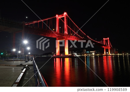 Wakato Bridge at night (illuminated) 119908589