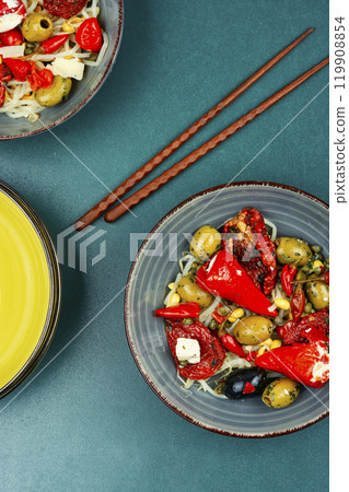 Salad of preserved soy sprouts and pickled vegetables. 119908854