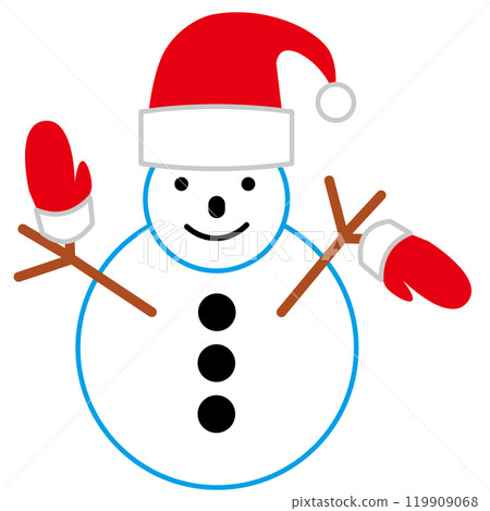 白色背景上戴著聖誕老人帽子的雪人，這是聖誕節的特色 119909068