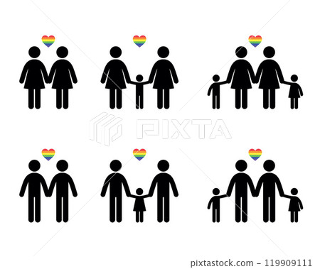 Same-sex couples flat icon. Sign same sex couples. Vector logo for web design, mobile and infographics. Vector illustration eps10. Isolated on white background. 119909111