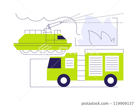 Fire fighting vehicle abstract concept vector illustration. Fire fighting vehicle abstract concept vector illustration. 119909137