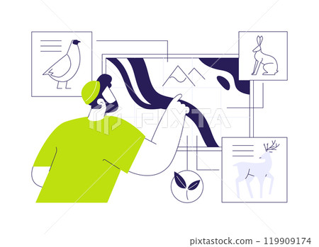 Flora and fauna mapping abstract concept vector illustration. 119909174