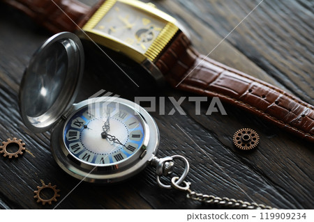 Old clock macro. Closeup of gears from clock works. rusty mechanism in the old clock 119909234