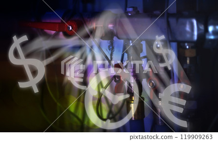 heating battery of the heating system in the room close-up. 119909263