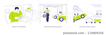 Car parking place abstract concept vector illustrations. 119909356