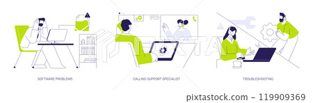 Software support line abstract concept vector illustrations. 119909369